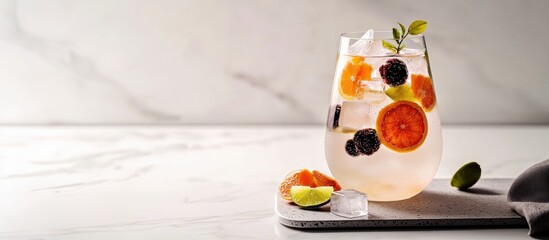 Refreshing citrus-infused water with vibrant fruit slices in a clear glass jug