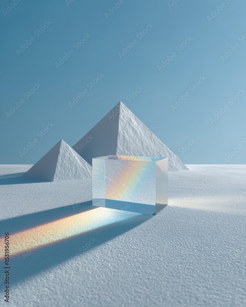 Aufkleber modern quantum education concept with laser light dispersion through crystal prism displaying spectr