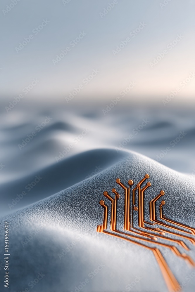 Poster Quantum Cloud Semiconductor Chip in Textured Silicon with Circuit Pathways and Geometric Micropatterns for AI and Machine Learning Technology