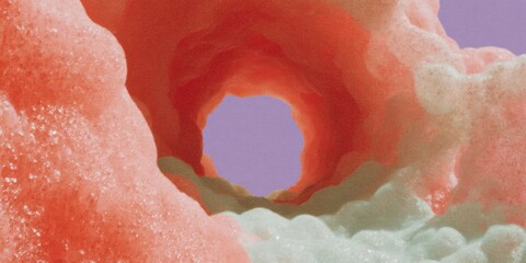 Quantum Education Tunnel Visualization of Particle Transition and Wave-Particle Duality with Mathematical Equations on Abstract Digital Background