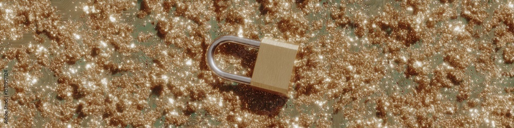 Aufkleber AI Privacy Chip Padlock with Circuit Pattern Background Symbolizing Advanced Machine Learning Security in Digital Marketing and Tech Innovation