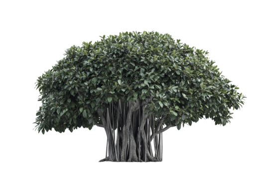 High-resolution sacred fig (Ficus religiosa) tree isolated on transparent background — seamless PNG cutout ideal for spiritual landscape renderings and botanical illustration
