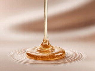 Pure Nutrient-Dense Honey Pouring in Smooth Circular Flow with Rippling Texture for Natural Sweetener and Wellness Food Promotion