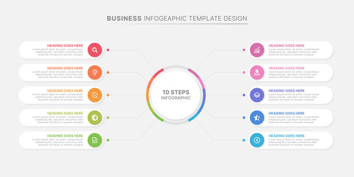 Modern Circular Cycle Infographic Design Template with 10 Data Points