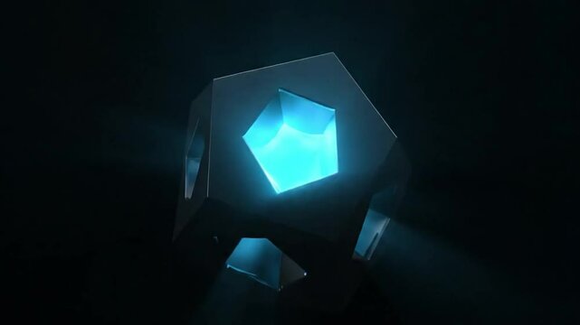 3D Hexagon spotlight on the black background