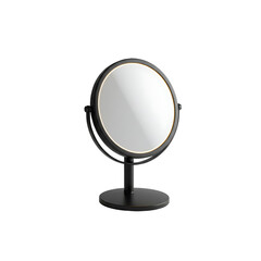 Round Vanity Mirror: Black Desktop Reflection