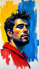 Portrait of a Confident Man with Artistic Colors in Background Creating an Inspirational Atmosphere