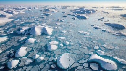 Top-Down View of Frozen Methane in Lake Baikal’s Winter Landscape