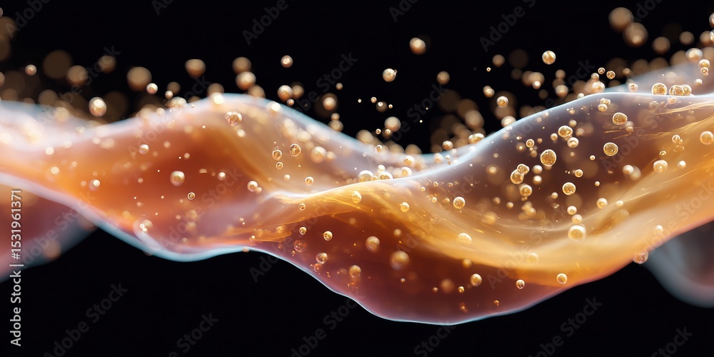 Poster glowing entanglement energy wave with luminous particles on dark background for quantum data transmi