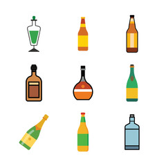 set of alcohol bottles