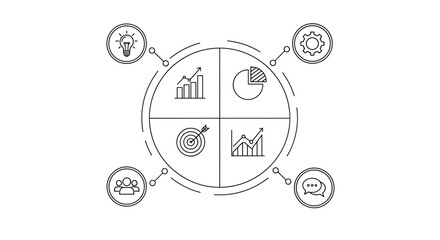 Infographic showing key business concepts and metrics on a transparent background