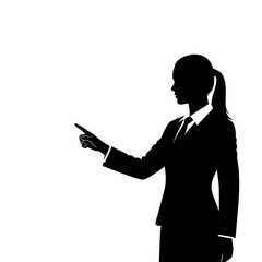 Silhouette of a businesswoman pointing during a presentation on a transparent background