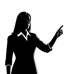 Businesswoman pointing and presenting ideas on a transparent background