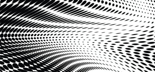 Wavy gradient halftone dots pattern texture background
