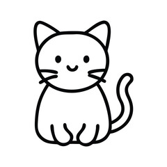 Very simple black and white line drawing of a cat  Silhouette.