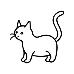 Very simple black and white line drawing of a cat  Silhouette.