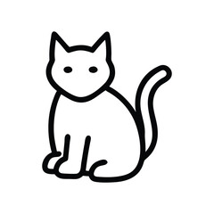 Very simple black and white line drawing of a cat  Silhouette.
