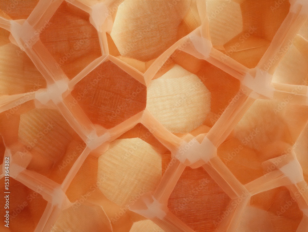 Aufkleber symmetrical geometric pattern of orange n95 masks in aerial view highlighting texture and depth for 