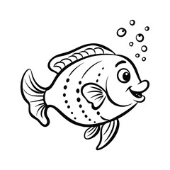 Very simple black and white line drawing of a fish  Silhouette