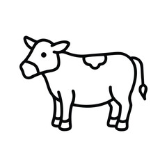 Very simple black and white line drawing of a cow Silhouette.