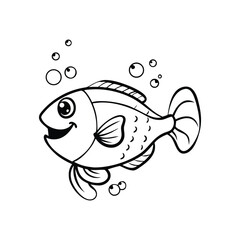 Very simple black and white line drawing of a fish  Silhouette