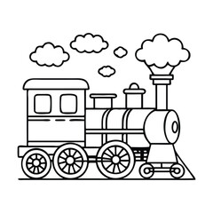 Very simple black and white line drawing of a train Silhouette.