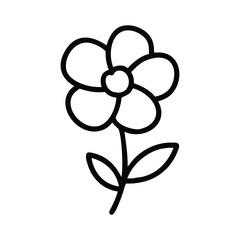 Very very simple black and white line drawing of a flower Silhouette.