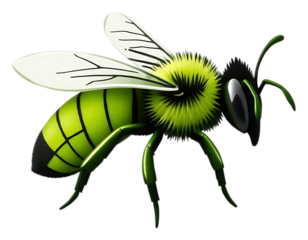 Realistic 3D Cartoon Bee with Transparent Background
