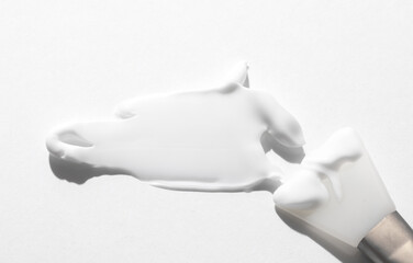 Shape and texture of white cream strokes. Beauty concept