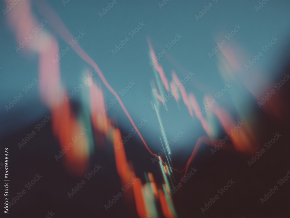 Poster Abstract Digital Stock Market Chart with Data Visualization Points and Grid Lines Representing Algorithmic Trading and Market Forecasting Trends