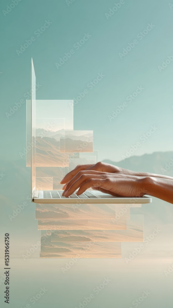 Poster futuristic natural language processing with holographic ai symbols and multilingual translation for 
