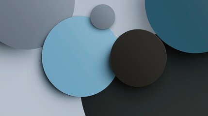 Minimalist Abstract Background with Black Blue Gray Large Circles, Geometric Contrast and Monochrome Sharp Visual Impact