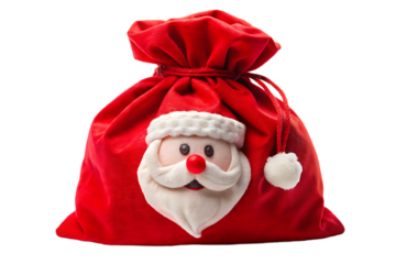red santa claus bag isolated transparent background