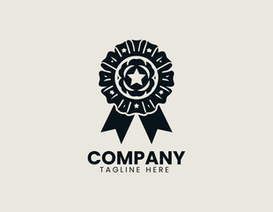 Fototapeta premium Simple Dark Rosette Ribbon White Star Center Elegant Award Vector Logo Design