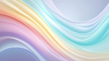 Abstract Soft Wavy Lines Gradient Background, Pastel Fluid Art in Blue Pink Yellow, Calm Digital Texture for Web Design & Branding