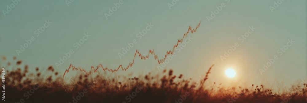Aufkleber Digital Stock Market Ticker with Detailed Line Charts and Global Economic Network on Technological Interface for Financial Analysis and Investment Platforms