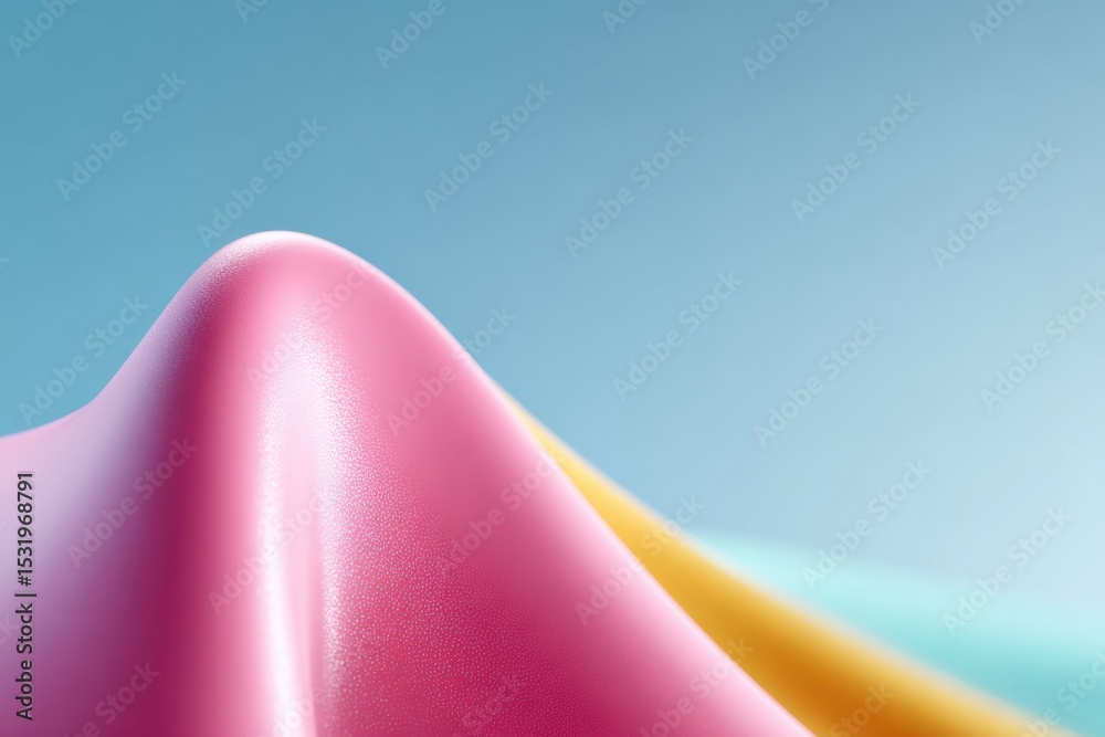 Poster Smooth Gradient Abstract Waves in Pink Yellow and Cyan with Minimalist Style for Modern Wellness and Calmness Marketing Backgrounds