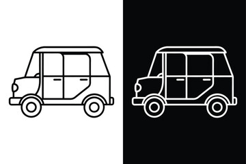 Travel Icon Tuk Tuk Vector. Outline Auto Rickshaw Illustration for Infographics and Modern Web Projects