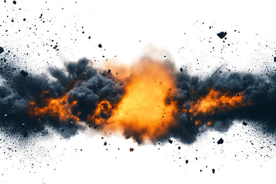 Fiery explosion border on transparent background — ultra-high-resolution PNG cutout edge perfect for dynamic VFX overlays, action poster design, and dramatic photo composites