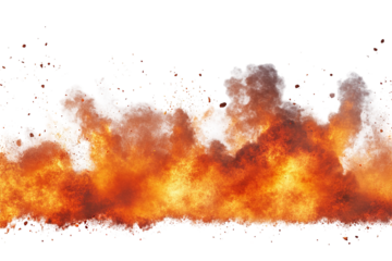 Fiery explosion border on transparent background — ultra-high-resolution PNG cutout edge perfect for dynamic VFX overlays, action poster design, and dramatic photo composites