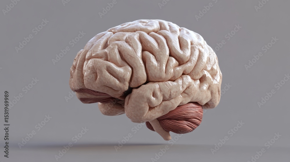 Poster futuristic digital 3d projection of a human brain model with glowing neural connections and sci-fi w