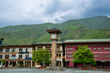 The Clock tower square located in the heart of the city of Thimphu Bhutan  © Dipakkumar
