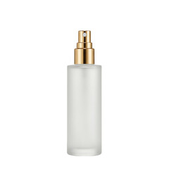 Frosted Glass Bottle with Gold Sprayer: Elegant Cosmetic Packaging Design