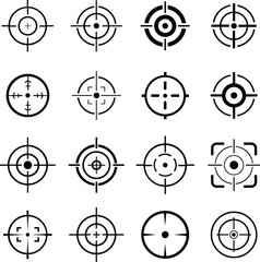 Target icon set.target icon on isolated background. Crosshair icon in black.Editable Stroke, Pixel Perfect, Stock Illustration. Goal symbol collection. Darts icon. Hitting the bullseye icon line.
