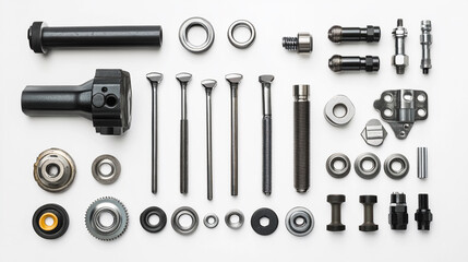 Obraz premium Assortment of automotive workshop parts meticulously laid out on
