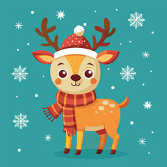 Adorable Christmas Reindeer Illustration with Ornament
