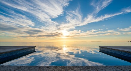 Sunset Reflection in a Calm Ocean Pool