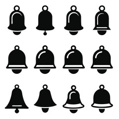 Twelve Black Silhouette Bell Icons