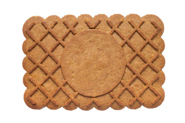 Brown rectangular cookies on a white background. One cookie close-up.