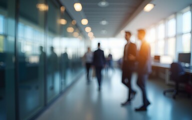 blurred business people fast movement in office background, Generative AI. High quality